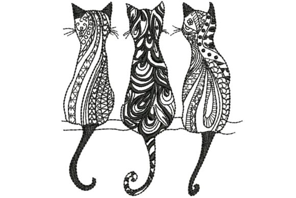 3 Black Cats Embroidery for Craft Fair Products