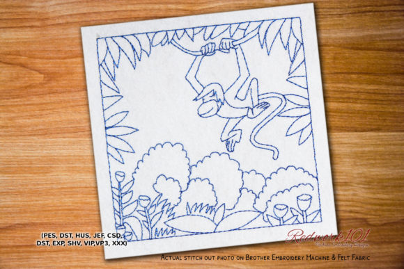 A Cozy, Playful Holiday Embroidery Review: Monkey Hanging on Tree Redwork