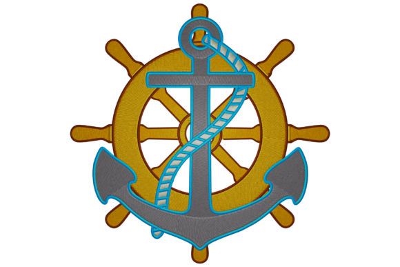 Anchor and Ship Wheel Embroidery for Boutique Apparel