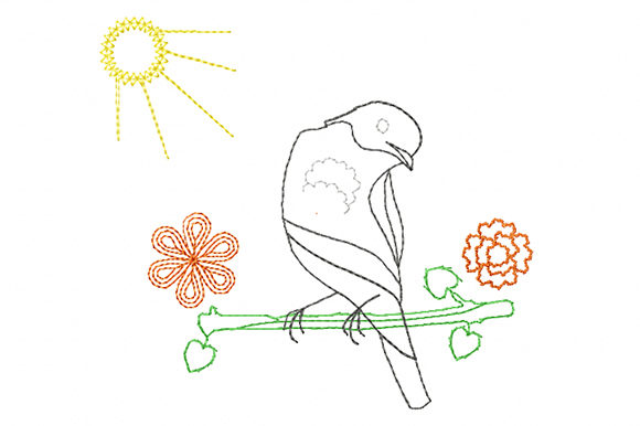 Evaluating the Oriole Bird and Sun Embroidery Design