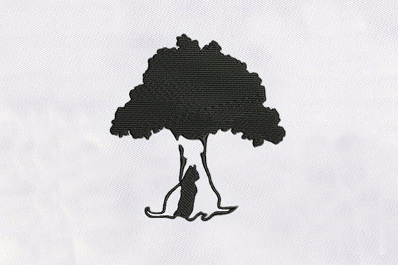 Reviewing the Tree with a Cat Embroidery Design for Business Merch